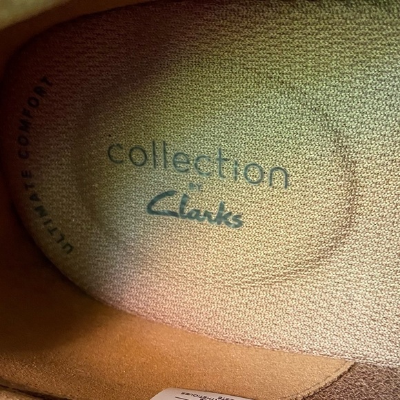 Quality Clarks sand colored suede shoes for ultimate comfort and timeless style. - Picture 2 of 5
